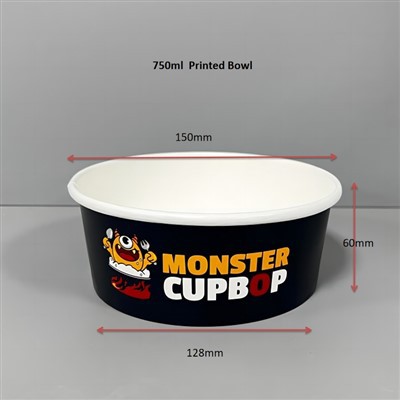 Tigela Kraft Food 750ml com tampa transparente